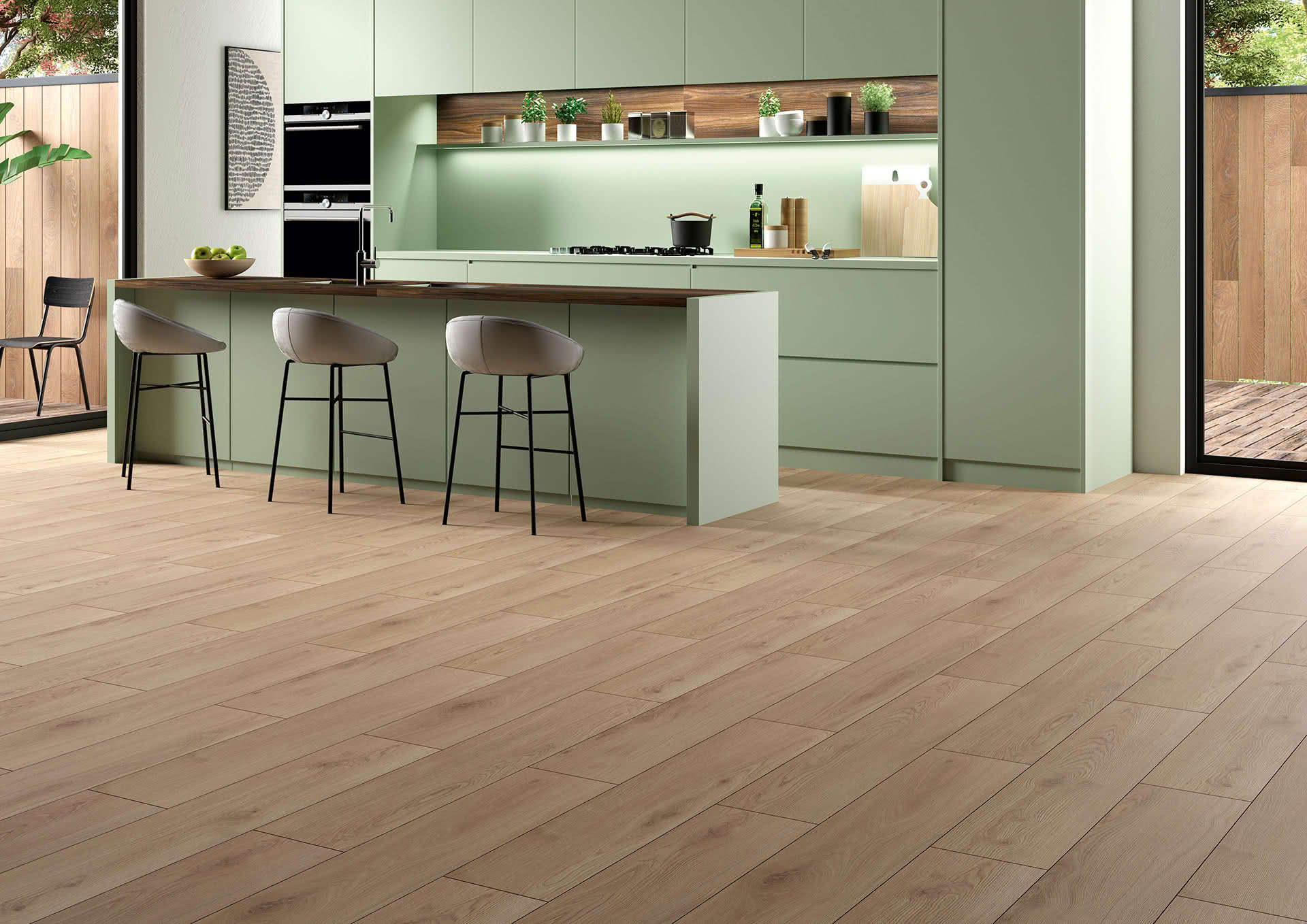 Sol stratifié posé dans cuisine