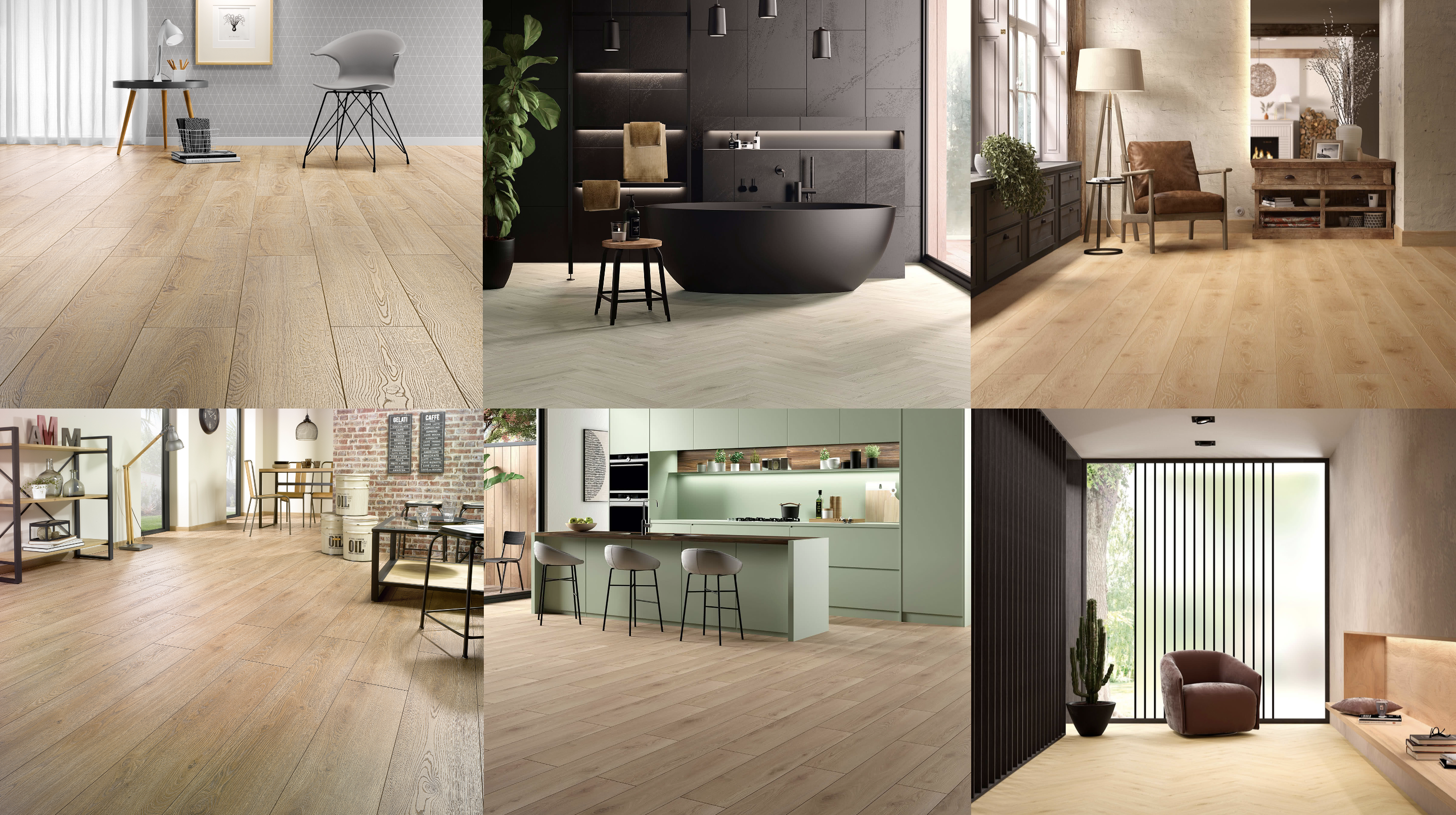 différents sols stratifiés dans plusieurs pièces de la maison 123parquet.com